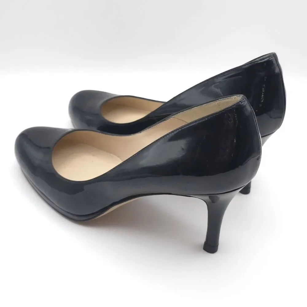 L.K. BENNETT London Black Patent Leather Pumps Heels Women 37.5‎ Made In Spain